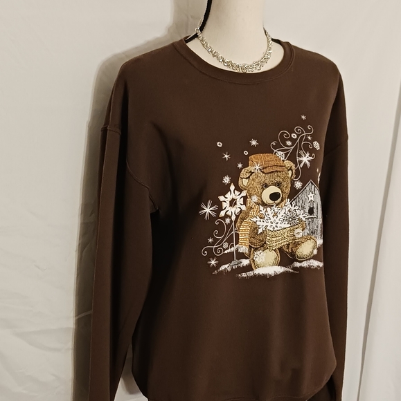 Women's Winter Teddy Bear sweatshirt pre owned - Picture 4 of 7